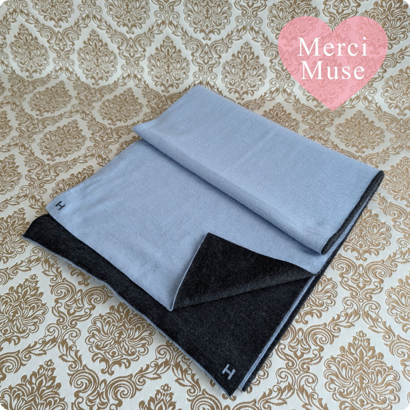 ❤お得なお品❤クリーニング済 Hマーク カシミヤシルクマフラー