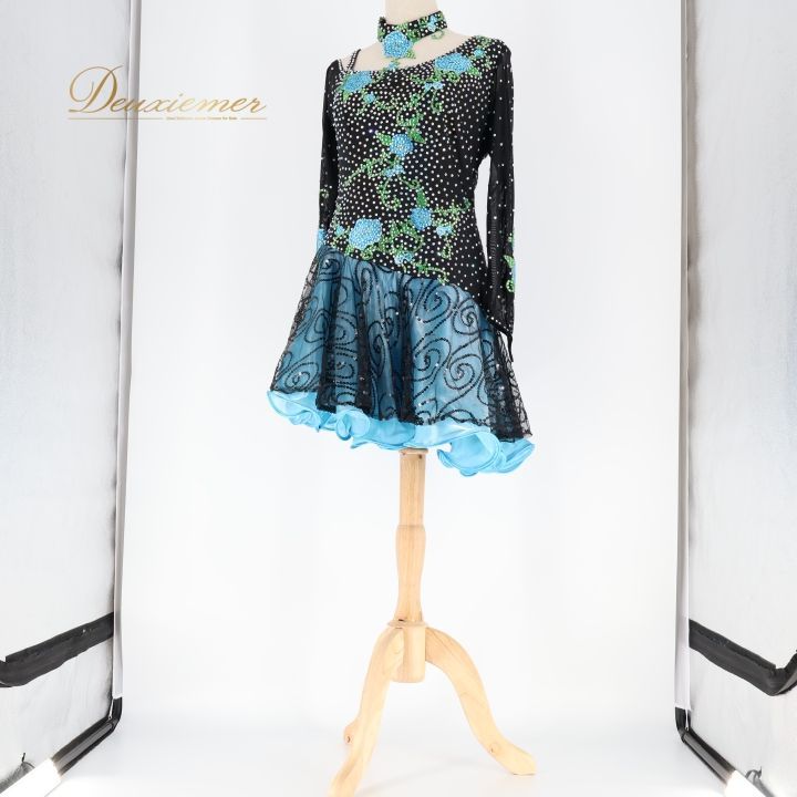 社交ダンス　デモ・競技用ブルーラテンドレス 社交ダンス デモ・競技用ブルーラテンドレス