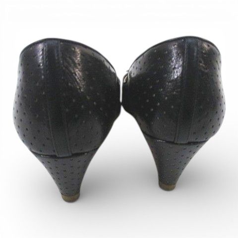 シャネル CHANEL パンプス ヒール パンチング ココマーク ブラック