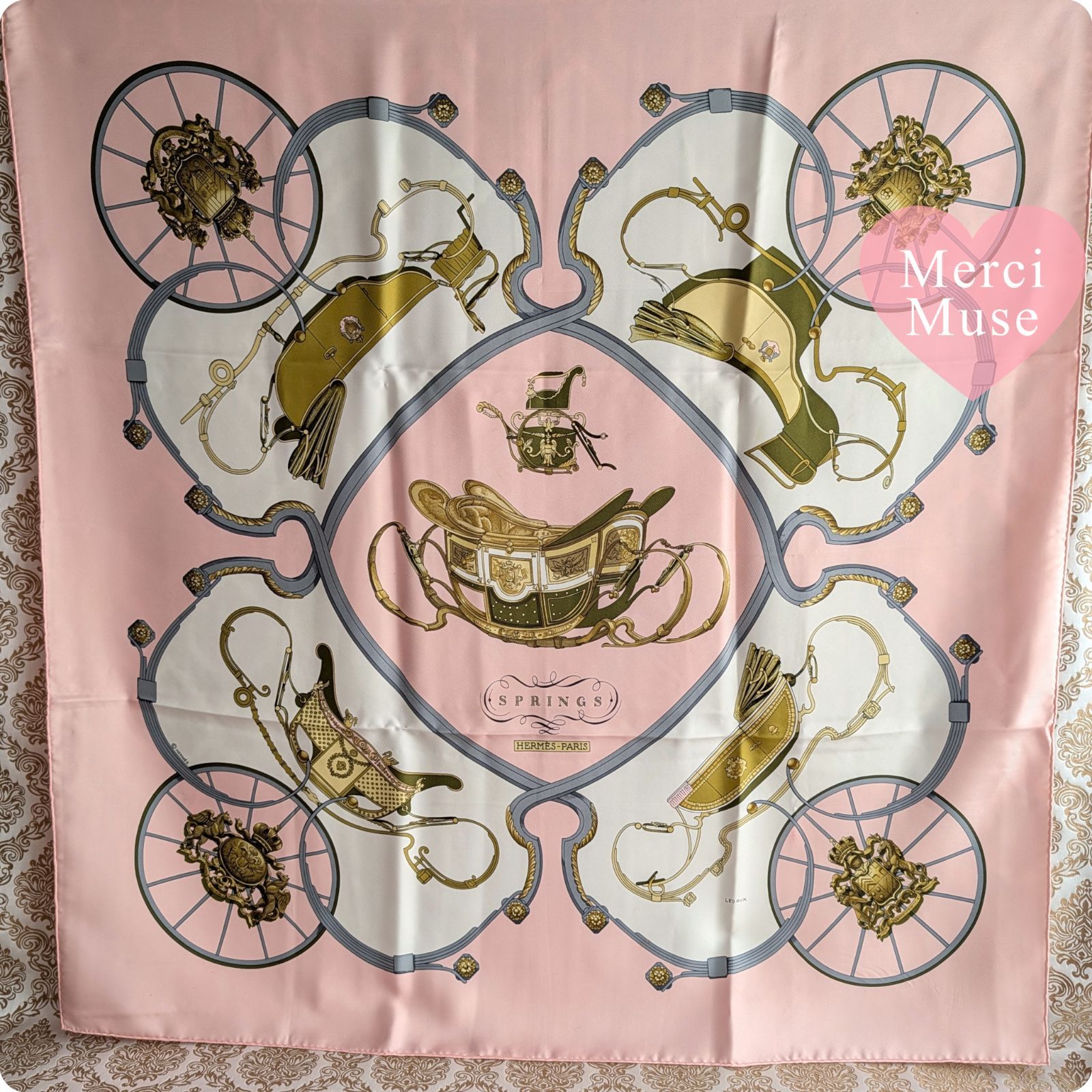 ❤お得なお品❤クリーニング済 エルメス カレ90 ピンク スカーフ ❤お得なお品❤クリーニング済 エルメス カレ90 ピンク スカーフ