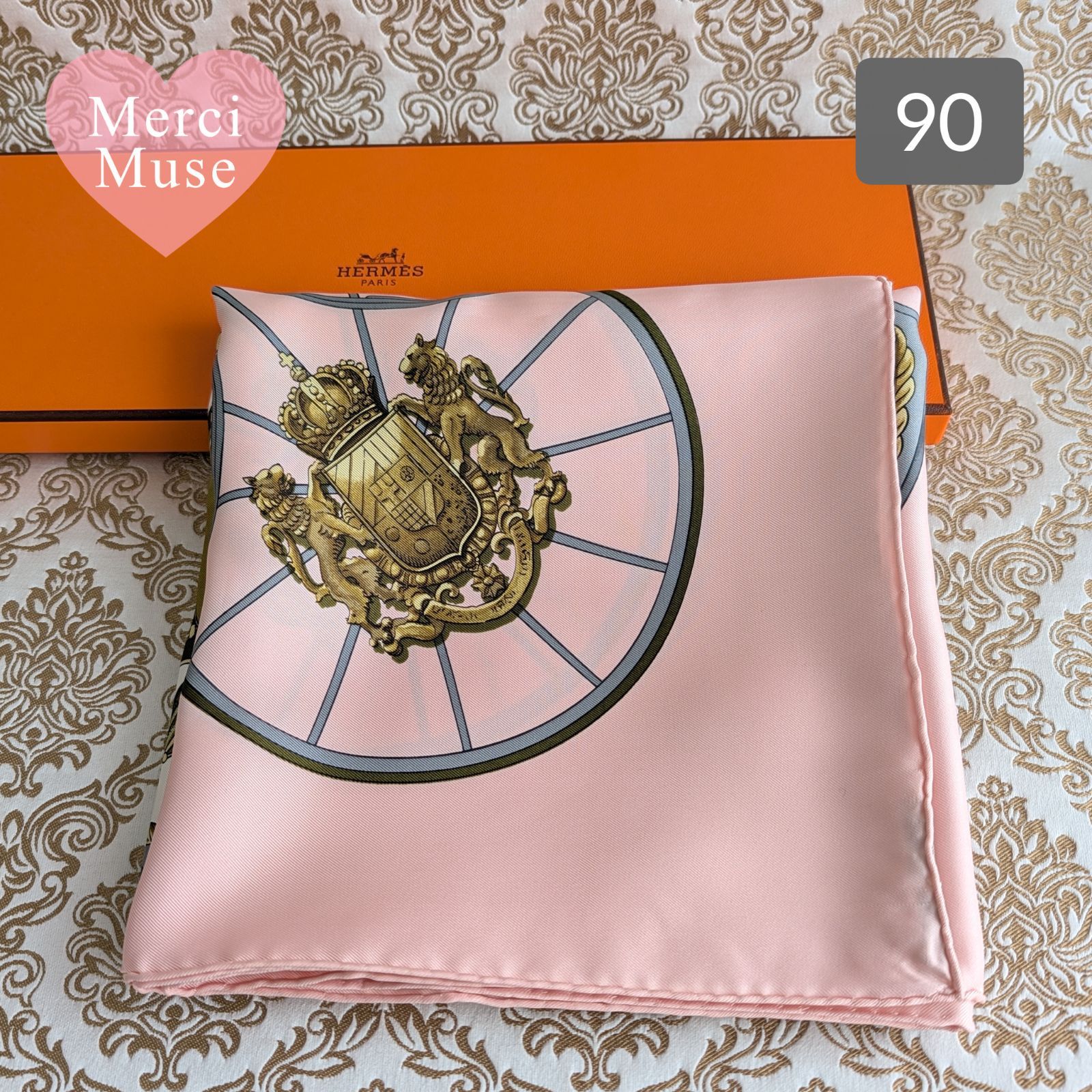 ❤お得なお品❤クリーニング済 エルメス カレ90 ピンク スカーフ ❤お得なお品❤クリーニング済 エルメス カレ90 ピンク スカーフ