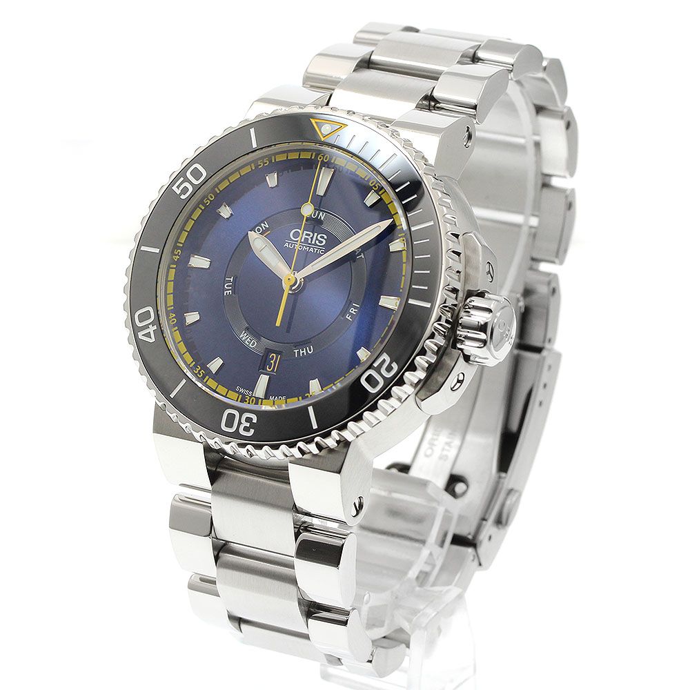  オリス ORIS 01 735 7673 4185 アクイス グレートバリアリーフ リミテッドII デイト 自動巻き メンズ 保証書付き_934031 厚手ニット 自動巻き時計 腕時計(アナログ)