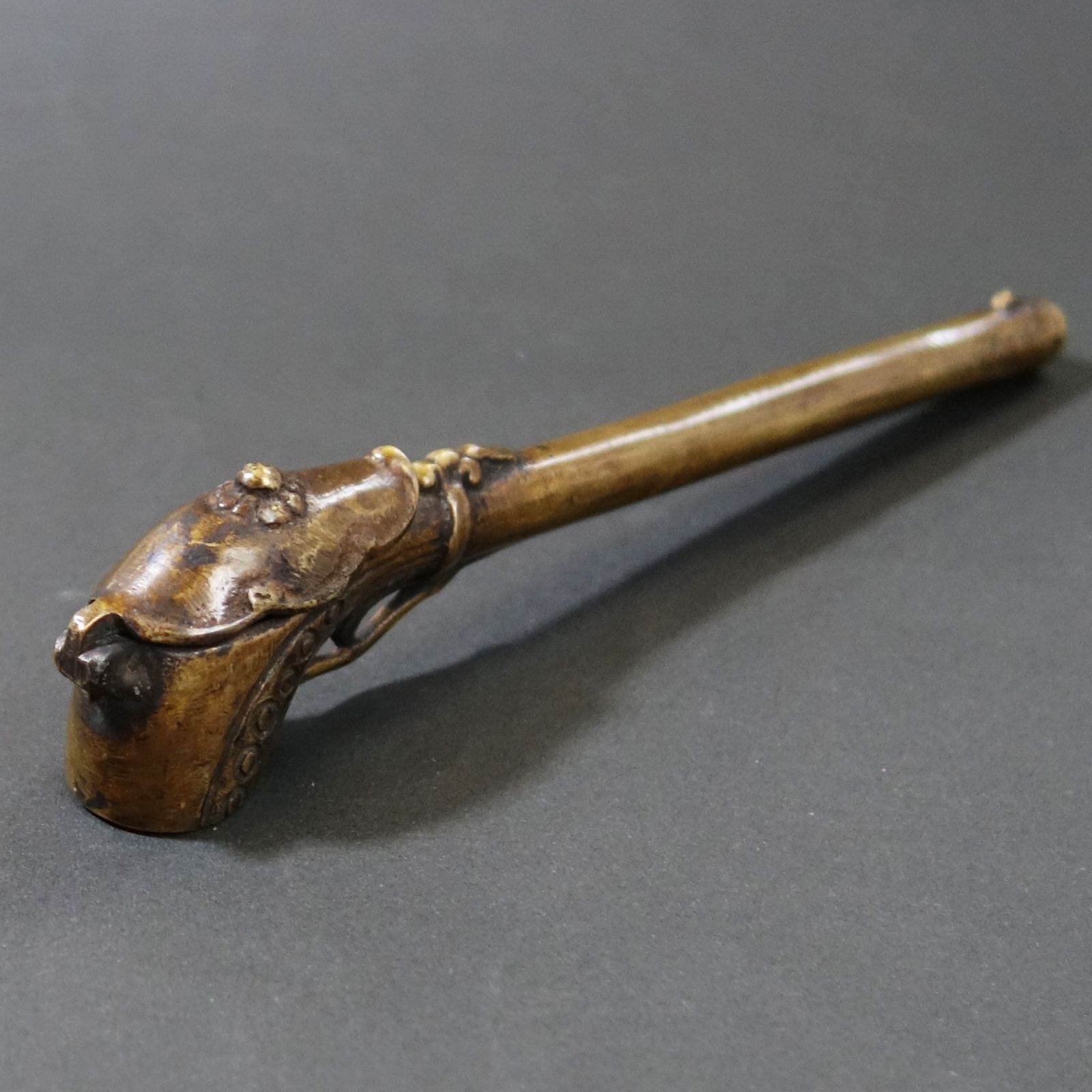 矢立 【 真鍮製 装飾 矢立 4点 】書道具 骨董 古美術 アンティーク