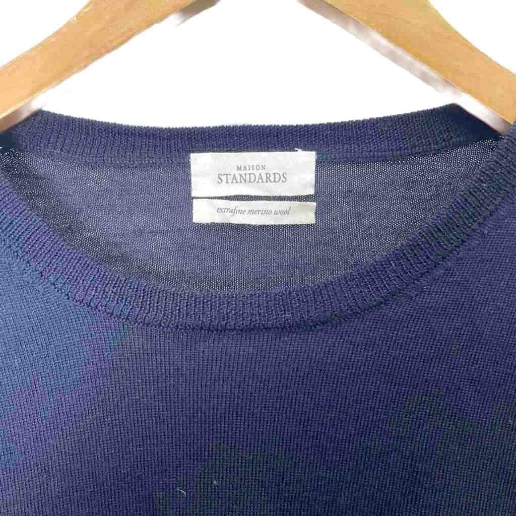 メゾンスタンダード MAISON STANDARDS メリノウール ニット セーター 長袖 S ネイビー