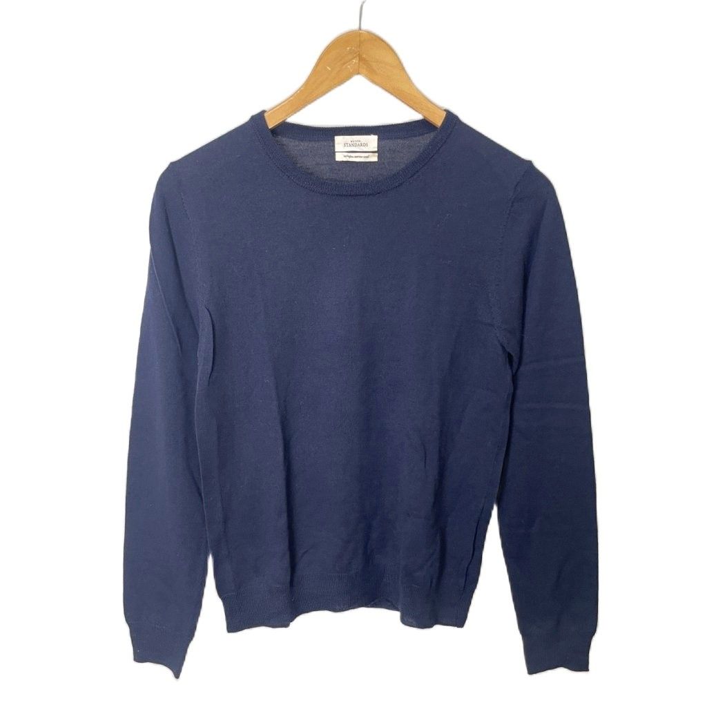 メゾンスタンダード MAISON STANDARDS メリノウール ニット セーター 長袖 S ネイビー メゾン マルジェラ MAISON MARGIELA SI1HA0012 S17781 ニット メンズ トップス 長袖 スティッチ 春 秋 シンプル  コットン ウール PULLOVER ネイビー S M L - 【U-STREAM ギフトモール店】- プレゼント＆ギフトのギフトモール