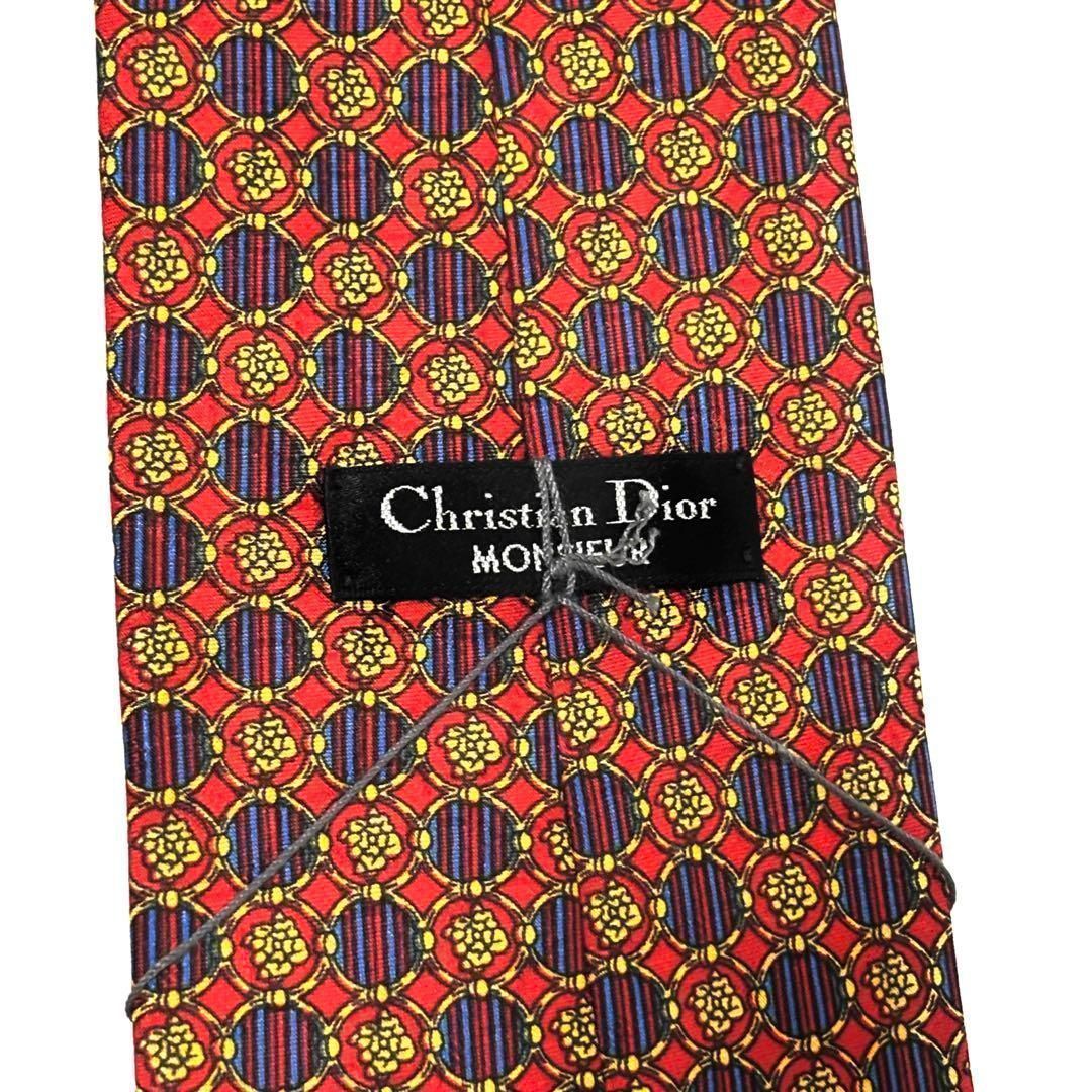 未使用✨タグ付き!! クリスチャンディオール ネクタイ レッド シルク
