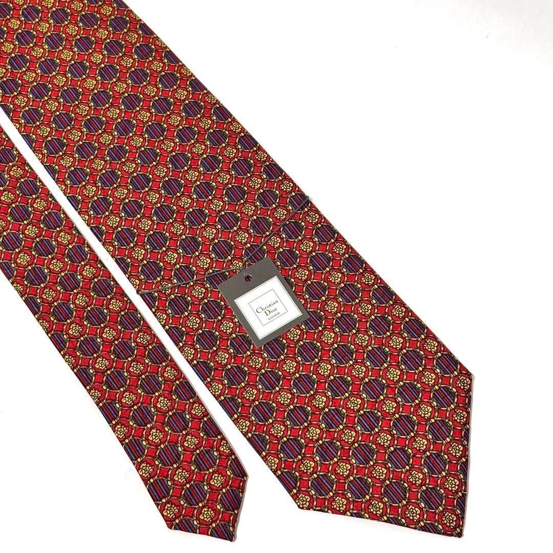 未使用✨タグ付き!! クリスチャンディオール ネクタイ レッド シルク