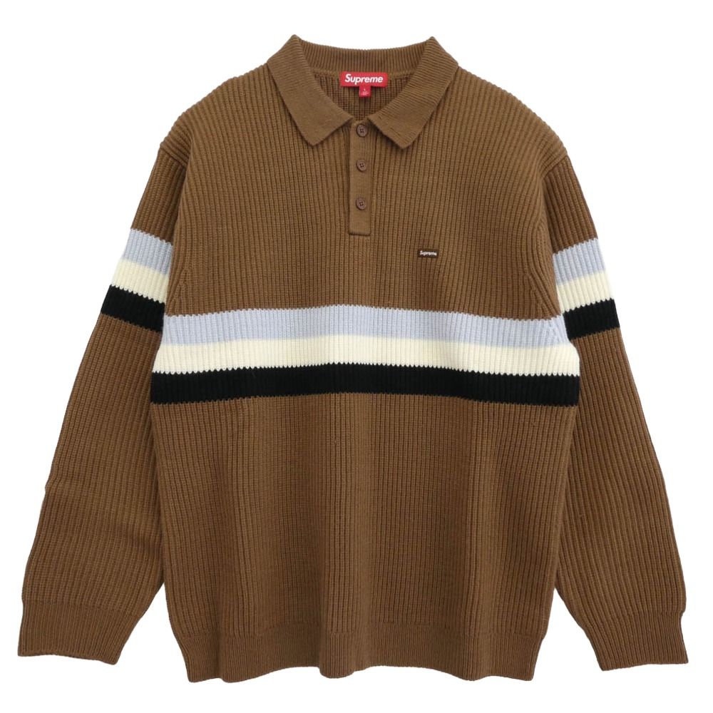 未使用級 シュプリーム スモールボックス ポロ セーター ブラウン Supreme シュプリーム 23AW Small Box Polo Sweater スモール ボックス