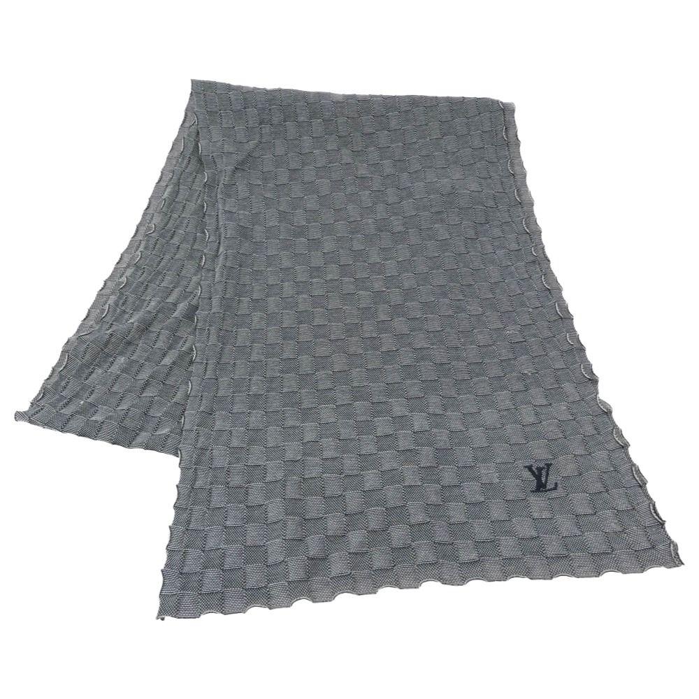 LOUIS VUITTON ダミエマフラー グレー系 LOUIS VUITTON ルイ・ヴィトン ダミエ LVロゴ コットン ストール
