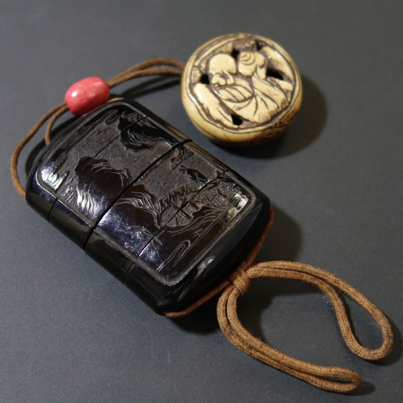 印籠・根付付き 時代 極上根付、印籠セット 111g 東Y8-0109☆2Fトヒカ
