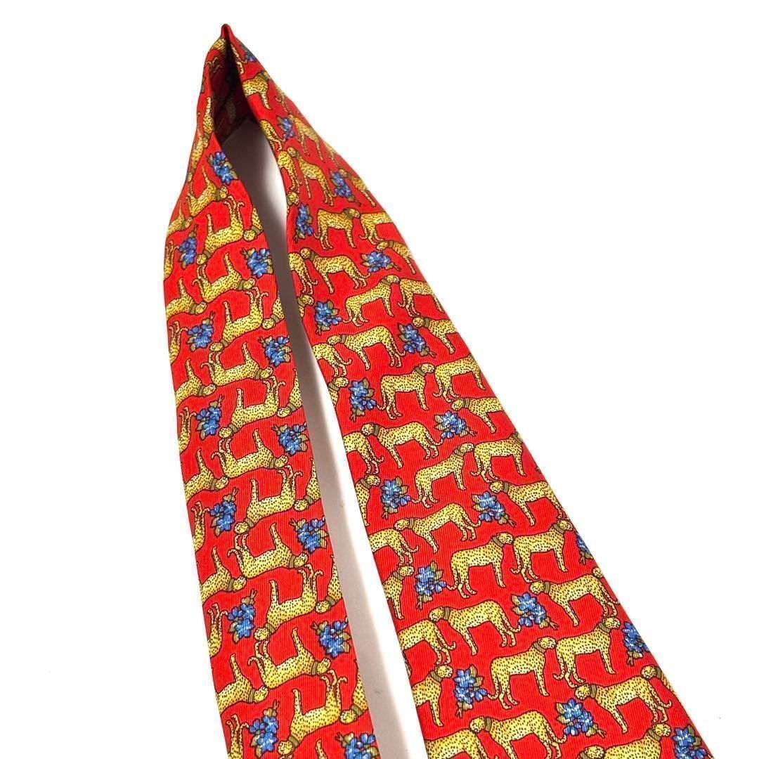 タグ付き未使用✨ クリスチャンディオール ネクタイ ヒョウ柄 レッド