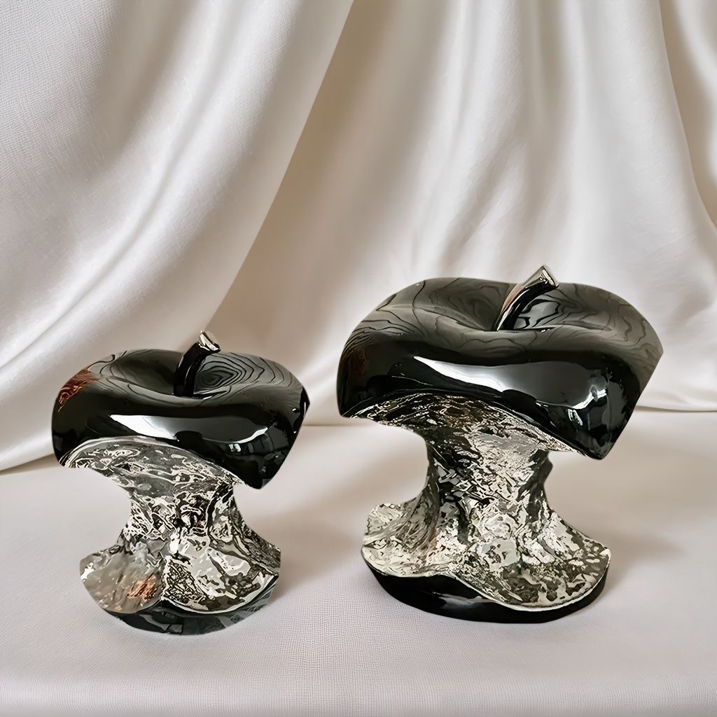  オブジェ 置物 かじられているリンゴ りんご 2個セット 黒いリンゴ モダン シンプルデザイン インテリア リビング ダイニング 玄関 寝室 装飾 オーナメント セラミック プレゼント ギフト オシャレ 可愛い 癒しグッズ 小物コレクション 置物 インテリア小物