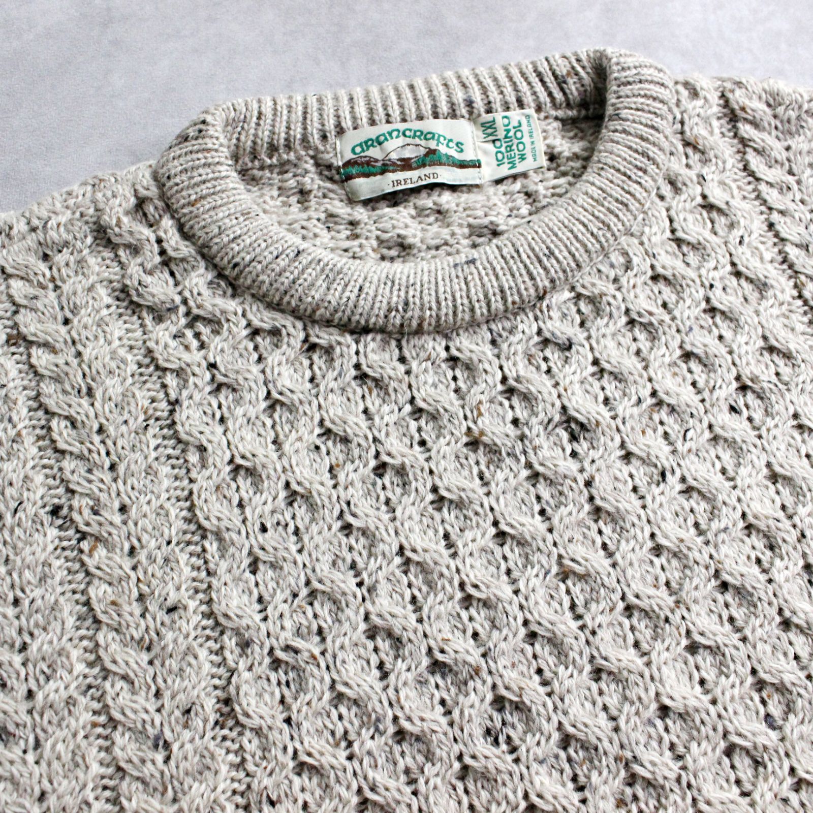 アイルランド製　ボタニカル　フィッシャーマンニット A4 本場アイルランド製 アランセーター】 希少XXLサイズ フィッシャーマン