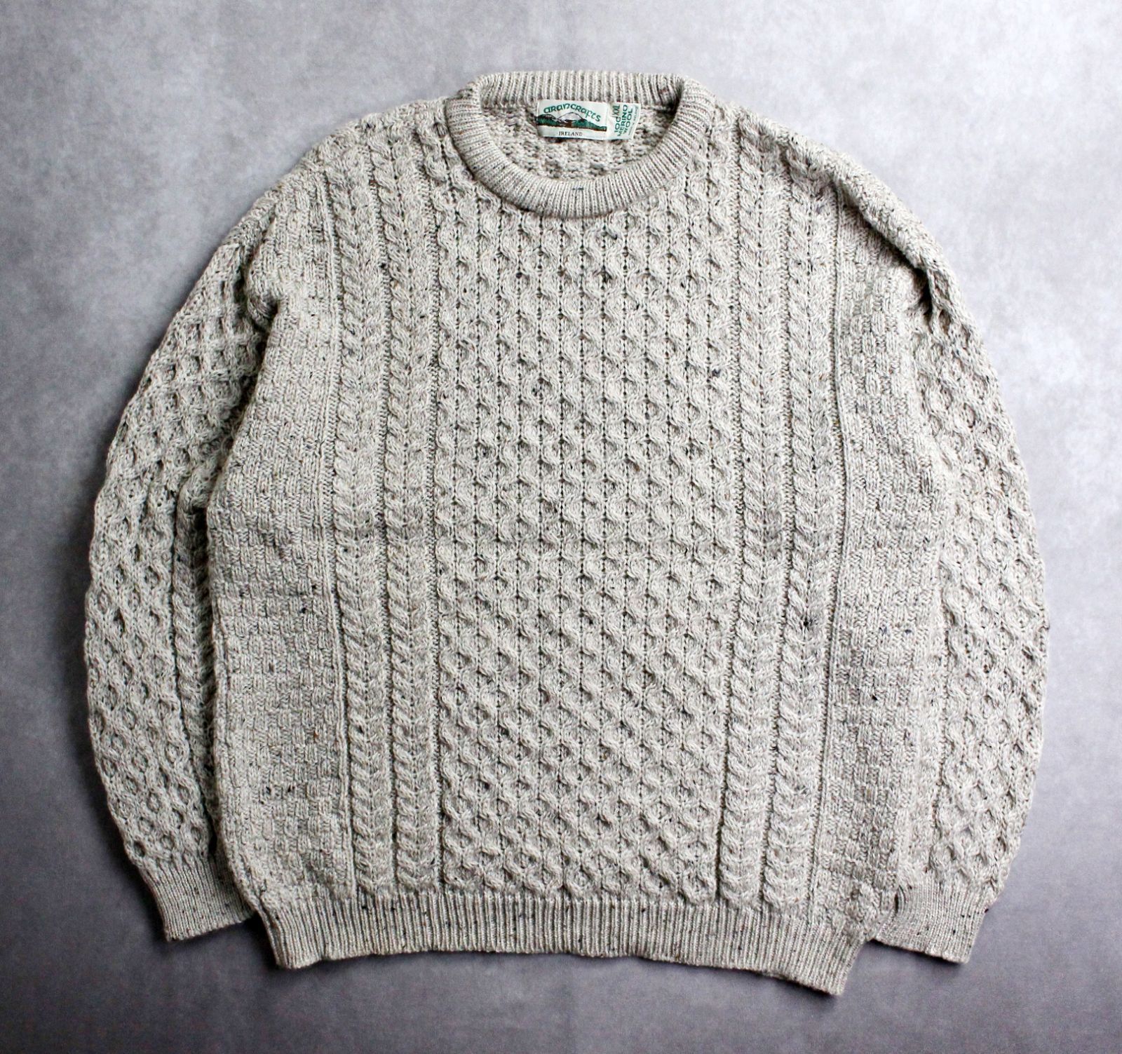 アイルランド製 ハンドニット アランニット フィッシャーマンニット