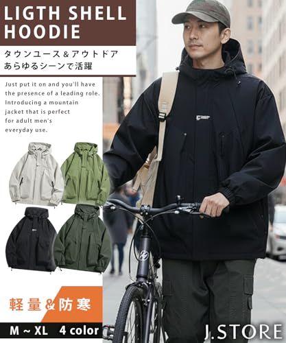 J STORE マウンテンパーカー アウトドア 防風 防寒 キャンプ 釣り ジャンパー アウター パーカー メンズ 彡 a 8520501