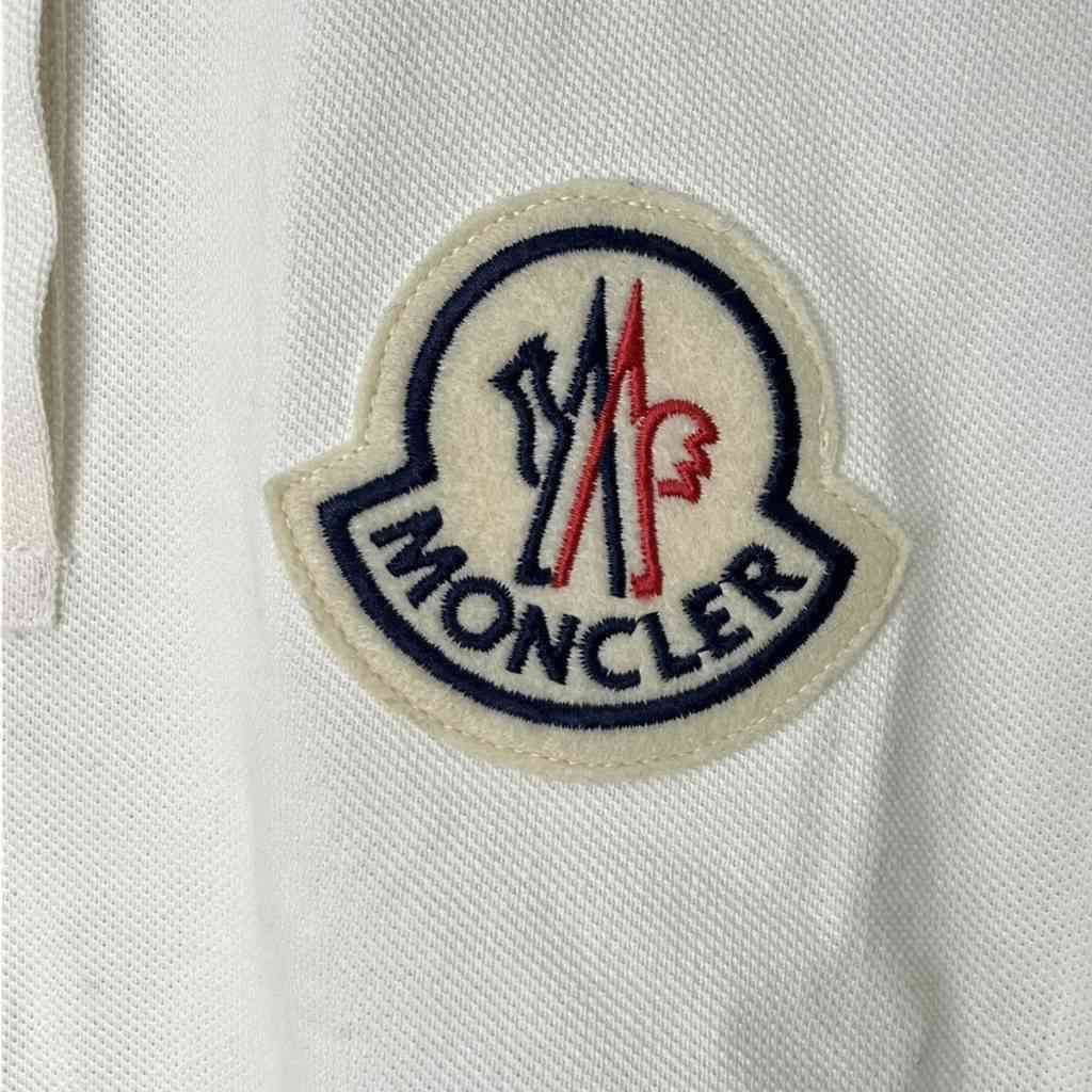 モンクレール MONCLER ポロシャツ ロゴ ワッペン 半袖 ライン S 白