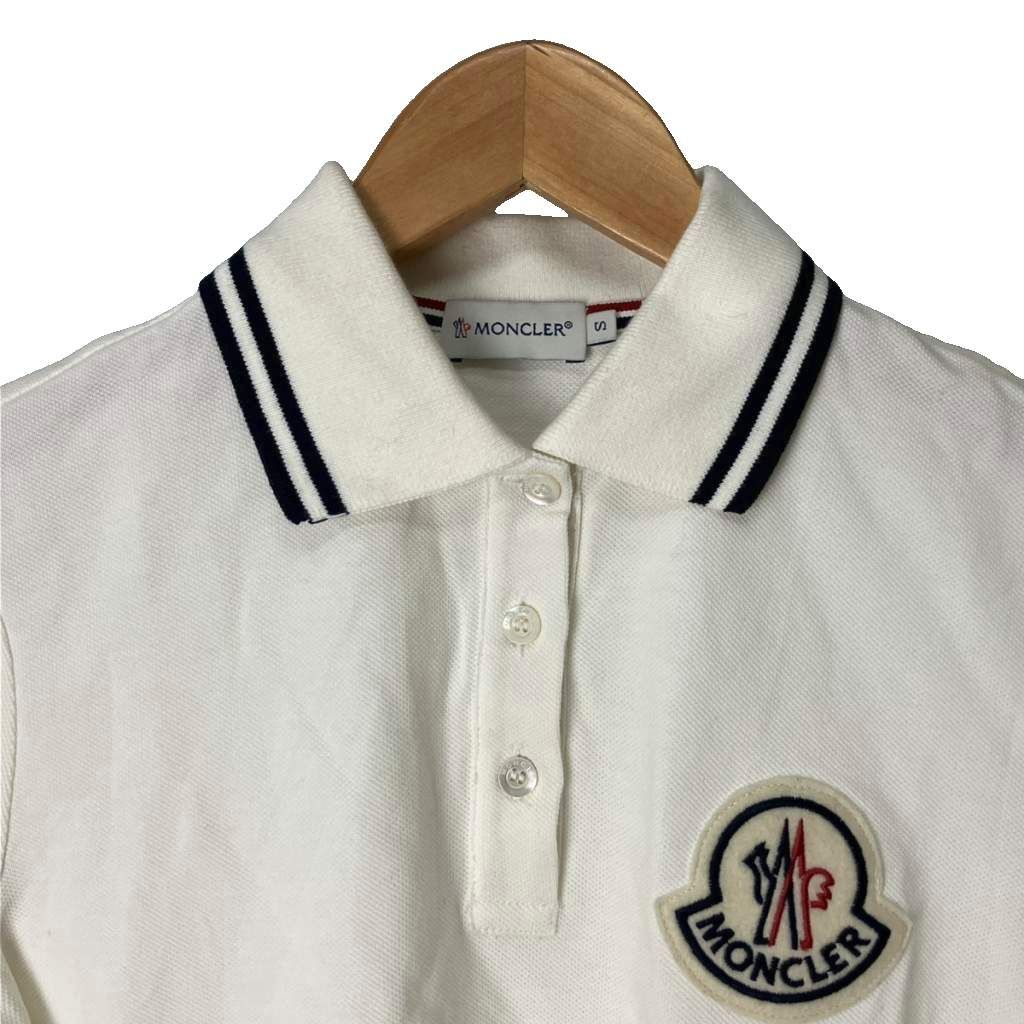 モンクレール MONCLER ポロシャツ ロゴ ワッペン 半袖 ライン S 白