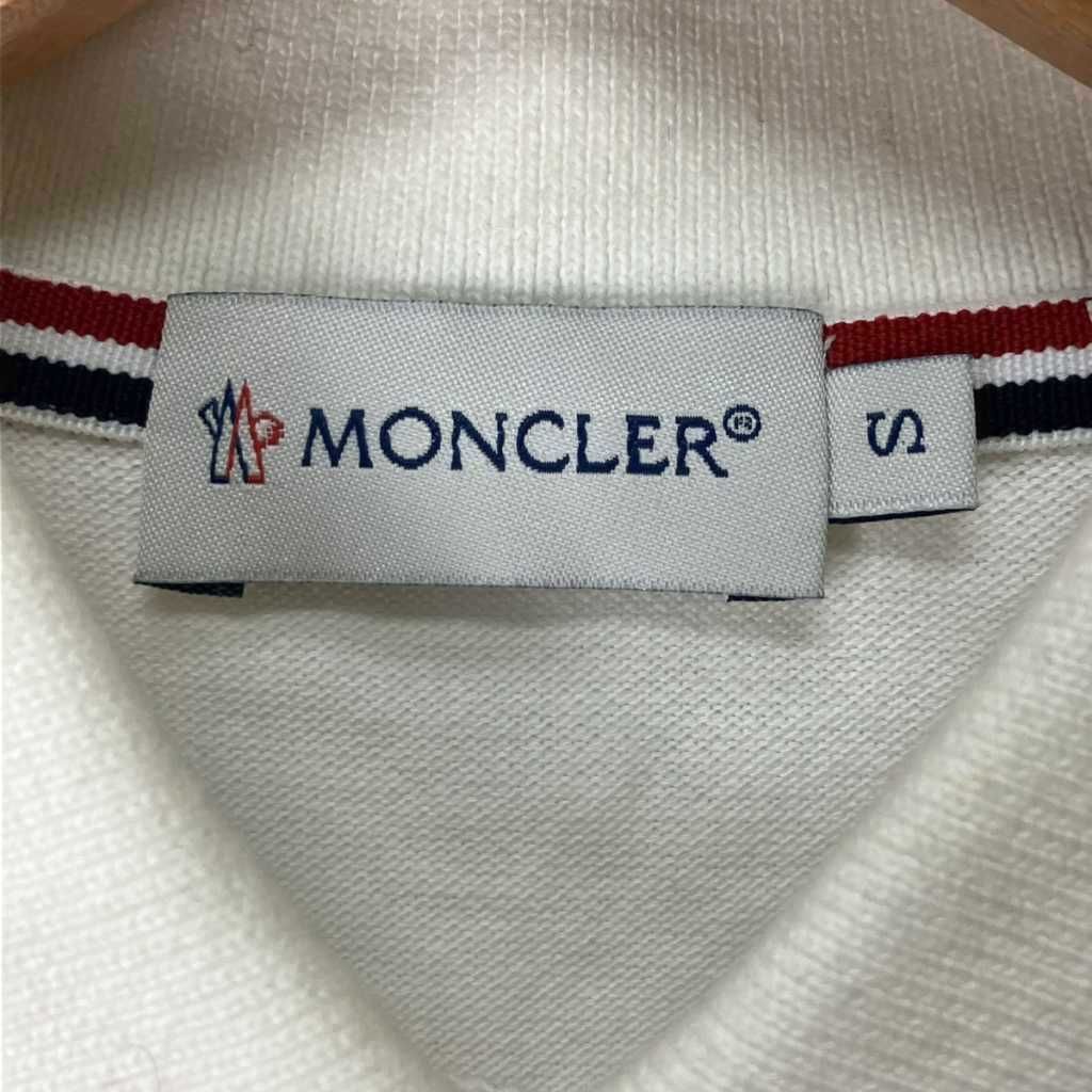 モンクレール MONCLER ポロシャツ ロゴ ワッペン 半袖 ライン S 白