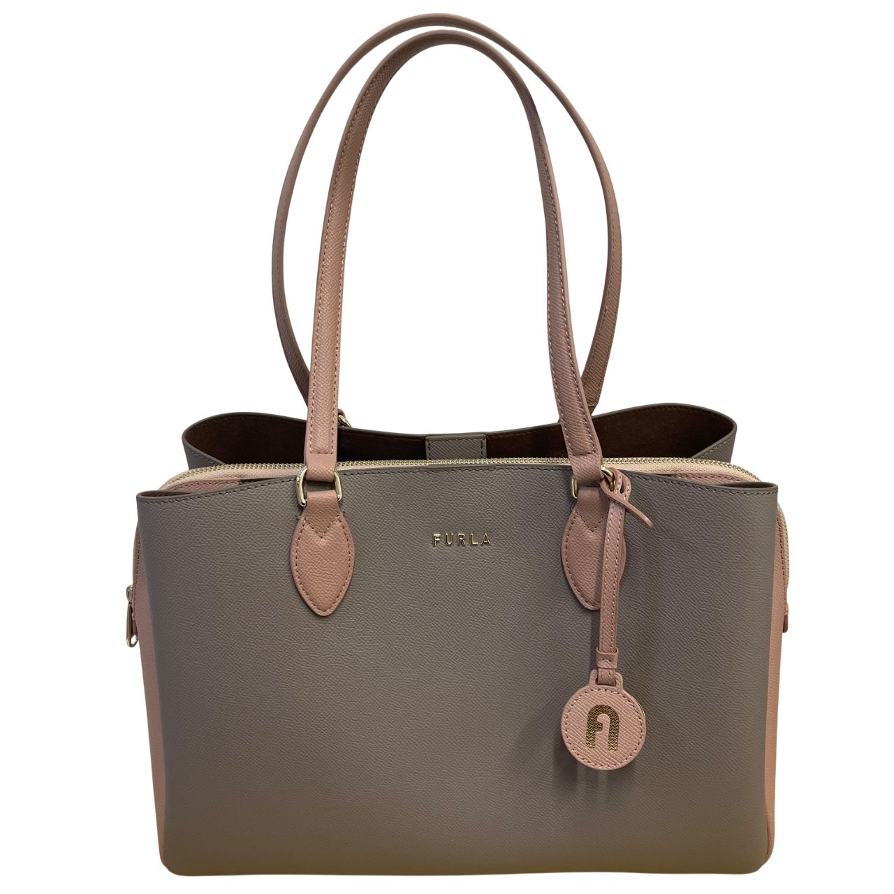 □FURLA【フルラ】MINERVA L トートバッグ ピンク グレー A26-102