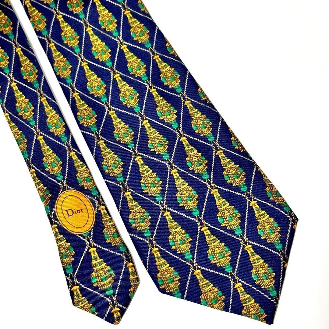 極美品✨ クリスチャンディオール ネクタイ ネイビー 紺 シルク - メルカリ
