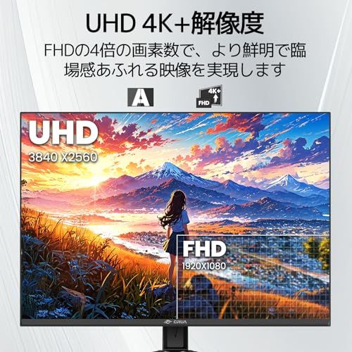 CRUA 4K モニター 28インチ PCモニター UHD 4K+ (3840×2560) 60Hz