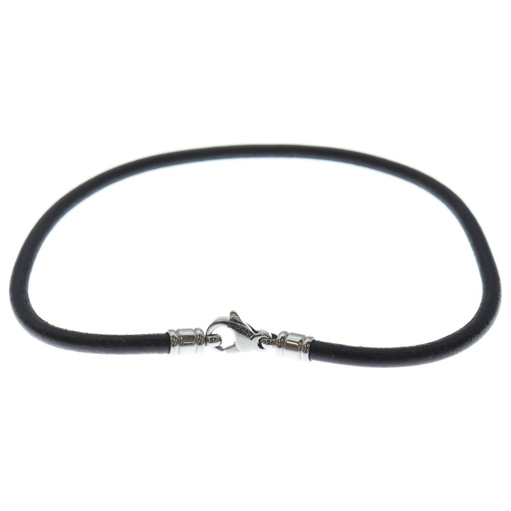 メンズ BVLGARI チョーカー ネックレス ブラックレザー