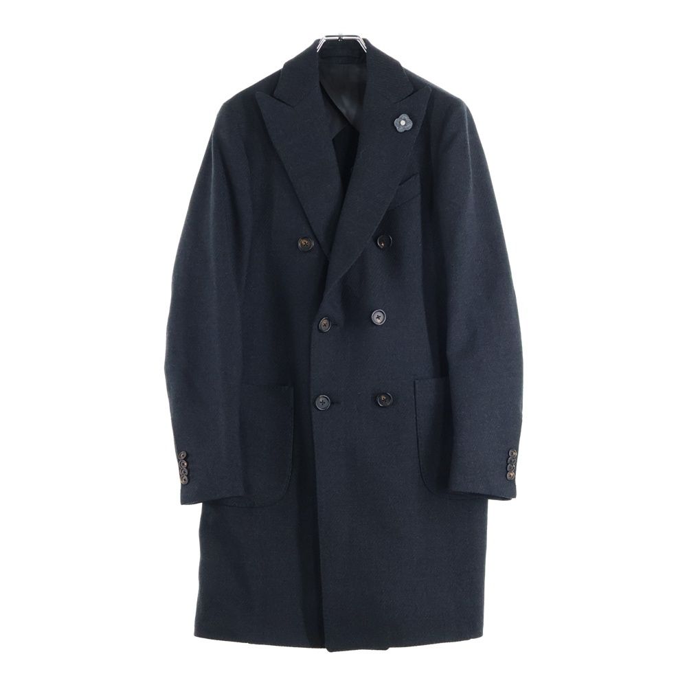 美品 LARDINI ダブルチェスターコート ブートニエール イタリア製 LARDINI (ラルディーニ) ブートニエール フラワーモチーフウールダブル