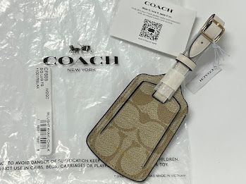 ☆人気商品☆ COACH ネームタグ ラゲッジタグ ライトカーキ×チョーク コーチ COACH ネームタグ シグネチャー ラゲッジタグ ライトカーキ