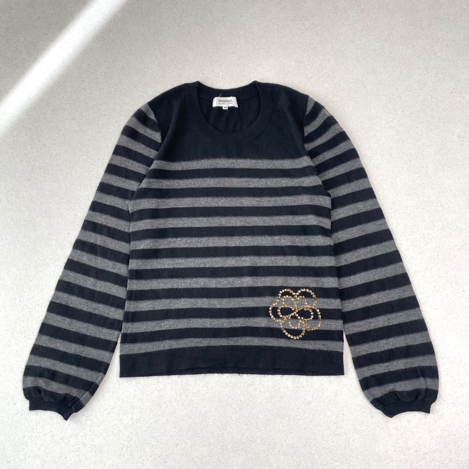 最終お値下げ　ソニアリキエル　コットンニットセットアップ ソニアリキエルSONIA RYKIEL ウールカシミヤ裾ロゴ装飾ナンバリング