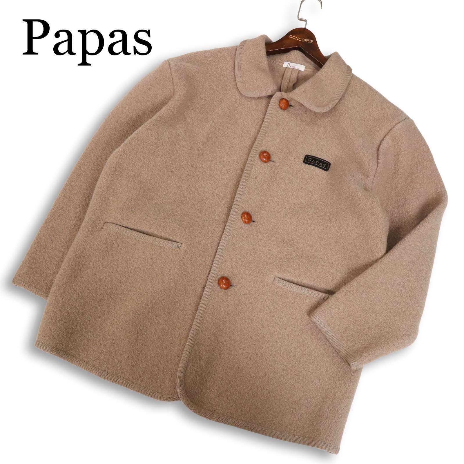 Papas(パパス）圧縮ウール パイピング ジャケット L～XL相当 Papas パパス 秋冬 ウール100%☆ ロゴ パイピング ジャケット Sz.L~XL