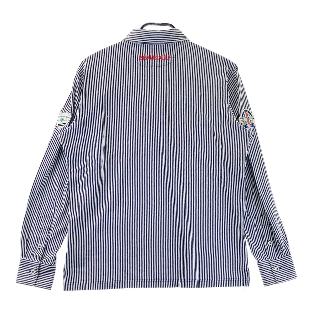 サイズ：L BEAMS GOLF ビームスゴルフ 長袖ポロシャツ ストライプ柄