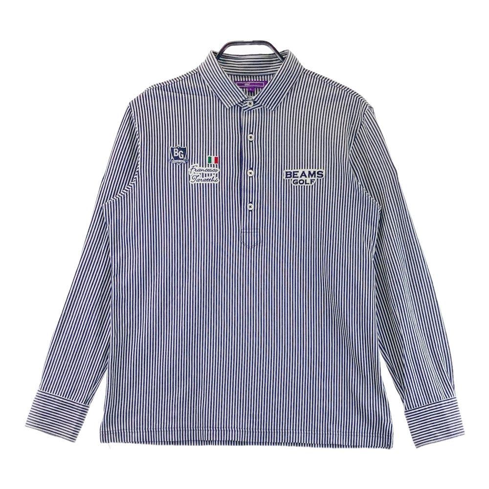 サイズ：L BEAMS GOLF ビームスゴルフ 長袖ポロシャツ ストライプ柄
