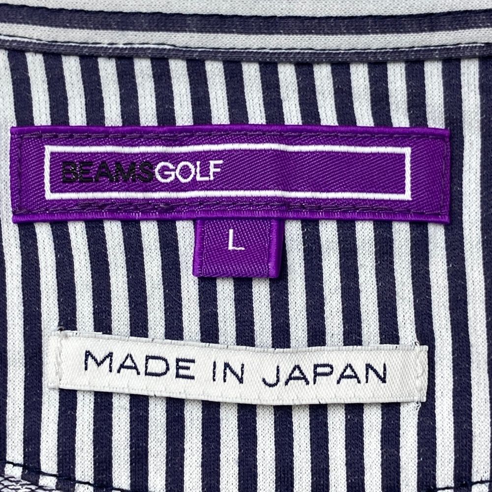 サイズ：L BEAMS GOLF ビームスゴルフ 長袖ポロシャツ ストライプ柄
