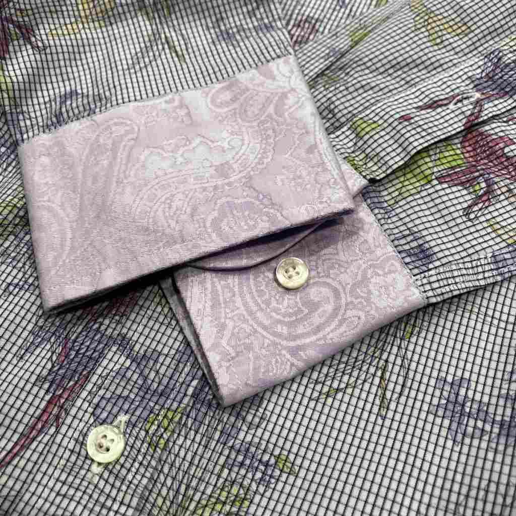エトロ ETRO ドレスシャツ 総柄 ボタニカルモチーフ 長袖 38 紫