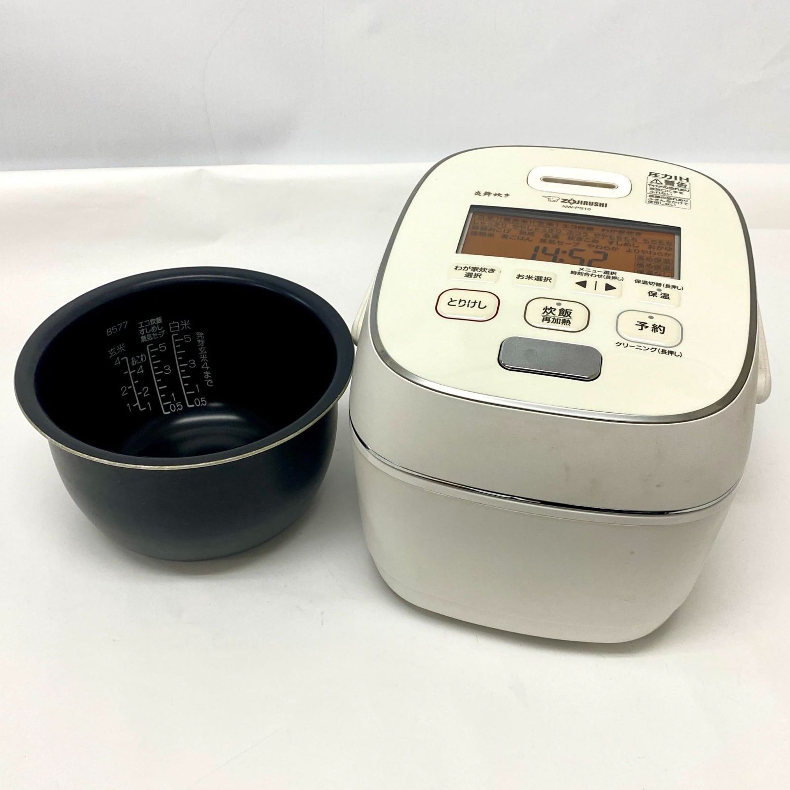 Zojirushi 炊飯器 NW-PS10中古 象印 ZOJIRUSHI NW-PS10-WZ 圧力IH炊飯ジャー 5.5合 3937 - メルカリ