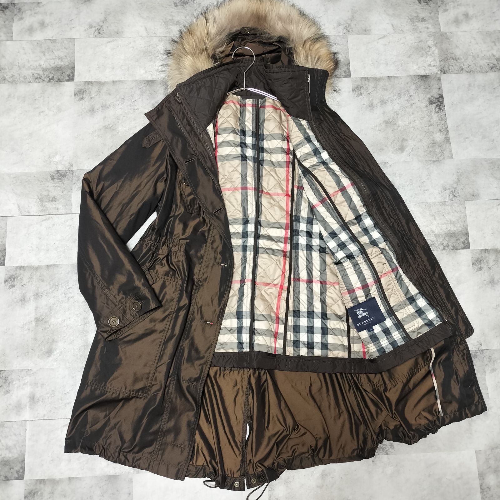 美品】BURBERRY LONDON 7way ラクーンファー ロングコート