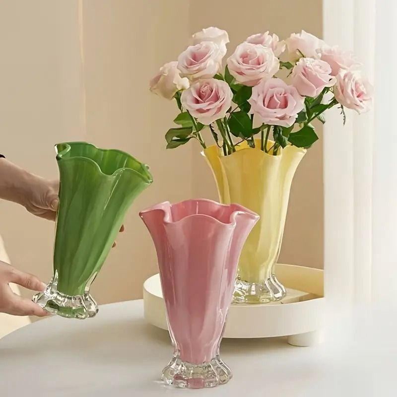 ピンク フラワーベース ガラス 花瓶 ガラス フラワーベース おしゃれ