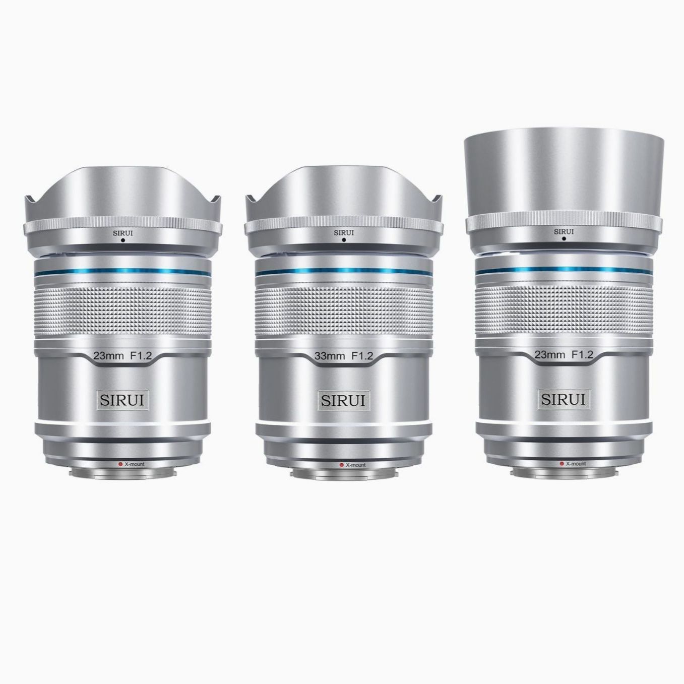 【新品未開封】 SIRUI Sniper オートフォーカスレンズセット、23mm、33mm、56mm、F1.2 広角 APS-C カメラレンズ (Xマウント、シルバー)