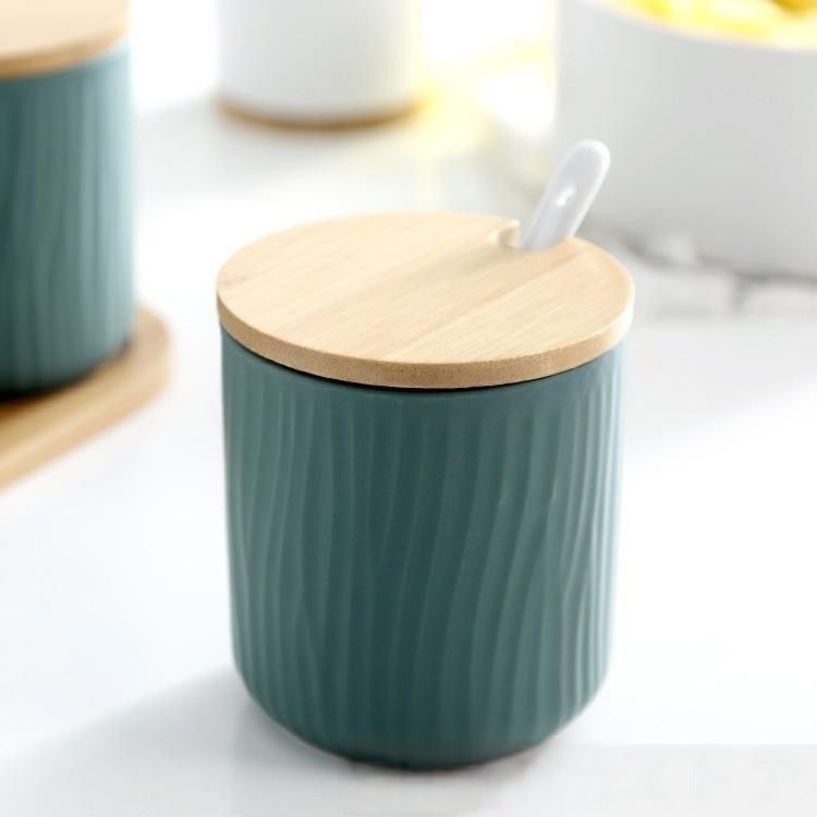 調味料容器 保存容器 キャニスター 陶器 3個セット 調味料ポット 調味料収納 調味料入れ スプーン付 おしゃれ 調味料 コショウ入れ 塩入れ