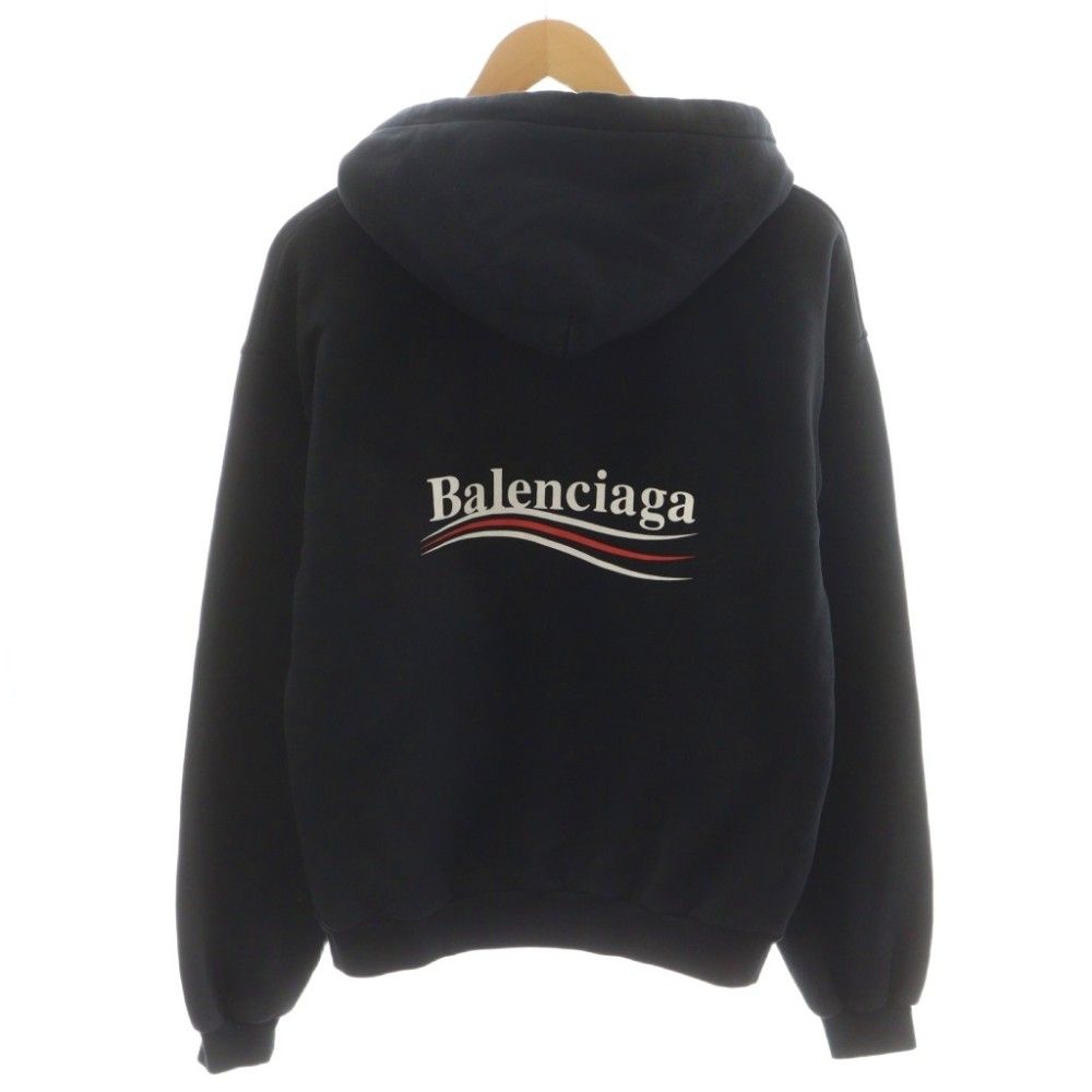 【美品✨】BALENCIAGA バレンシアガ キャンペーンロゴ パーカー黒 S バレンシアガ BALENCIAGA パーカー プルオーバー キャンペーンロゴ