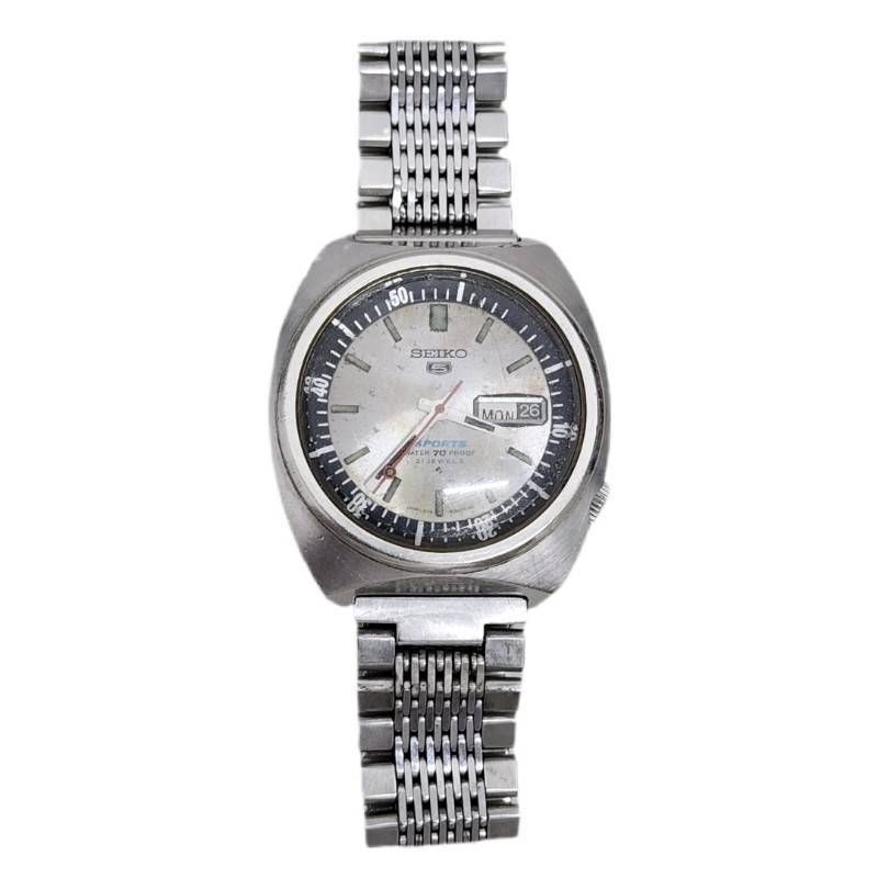 SEIKO セイコー セイコー ５スポーツ 6119 6020 腕時計メンズ 自動巻き シルバー文字盤 動作品 ベルト社外品 22510K458