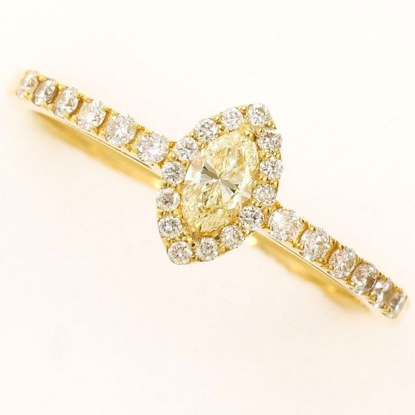 K18YG リング ring 指輪 14号 イエローダイヤ 0.22 VVS2 ダイヤ 0.19