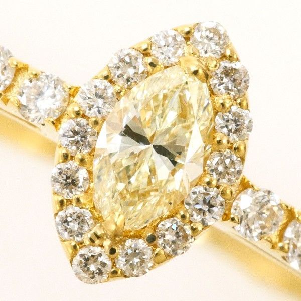 K18YG リング ring 指輪 14号 イエローダイヤ 0.22 VVS2 ダイヤ 0.19