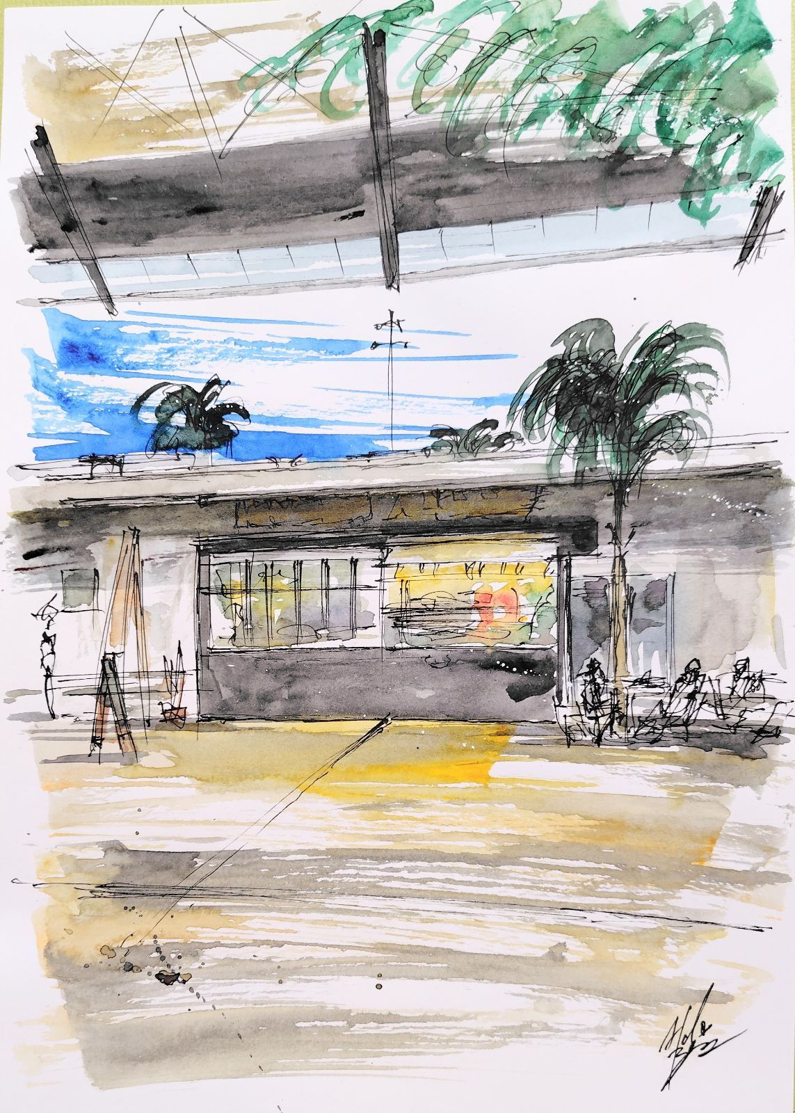 原画#246 ヘルシンキ フィンランド 水彩画 ドローイング インテリア