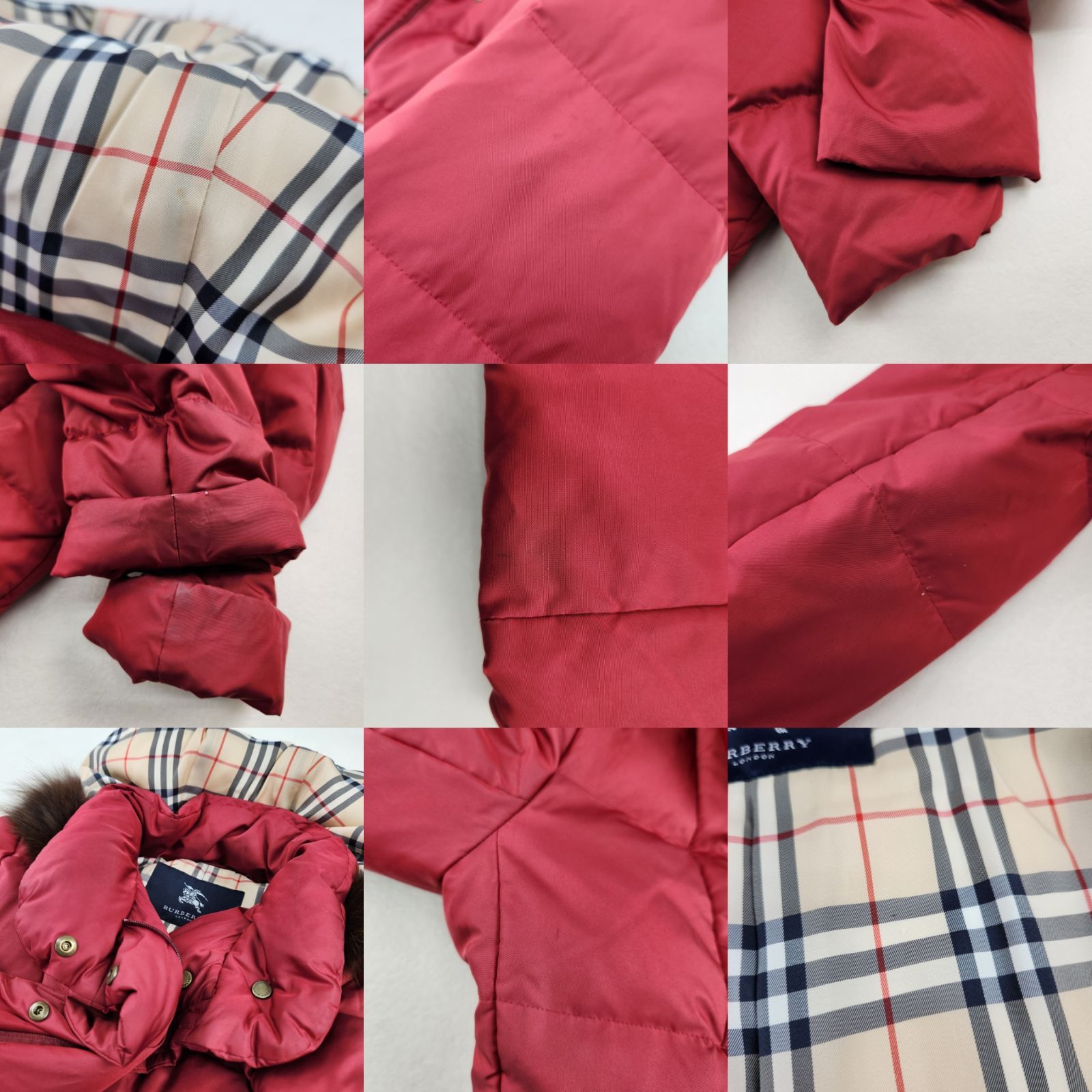 バーバリーロンドン ダウンコート ノバチェック ファー付き 2way 9 M
