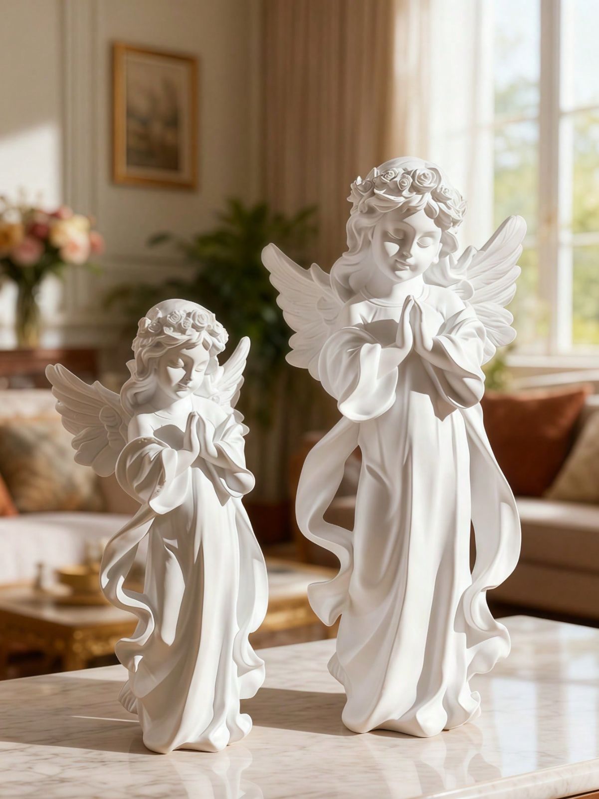 1個 ヴィンテージ天使の置物、北欧スタイルのホームデコレーション