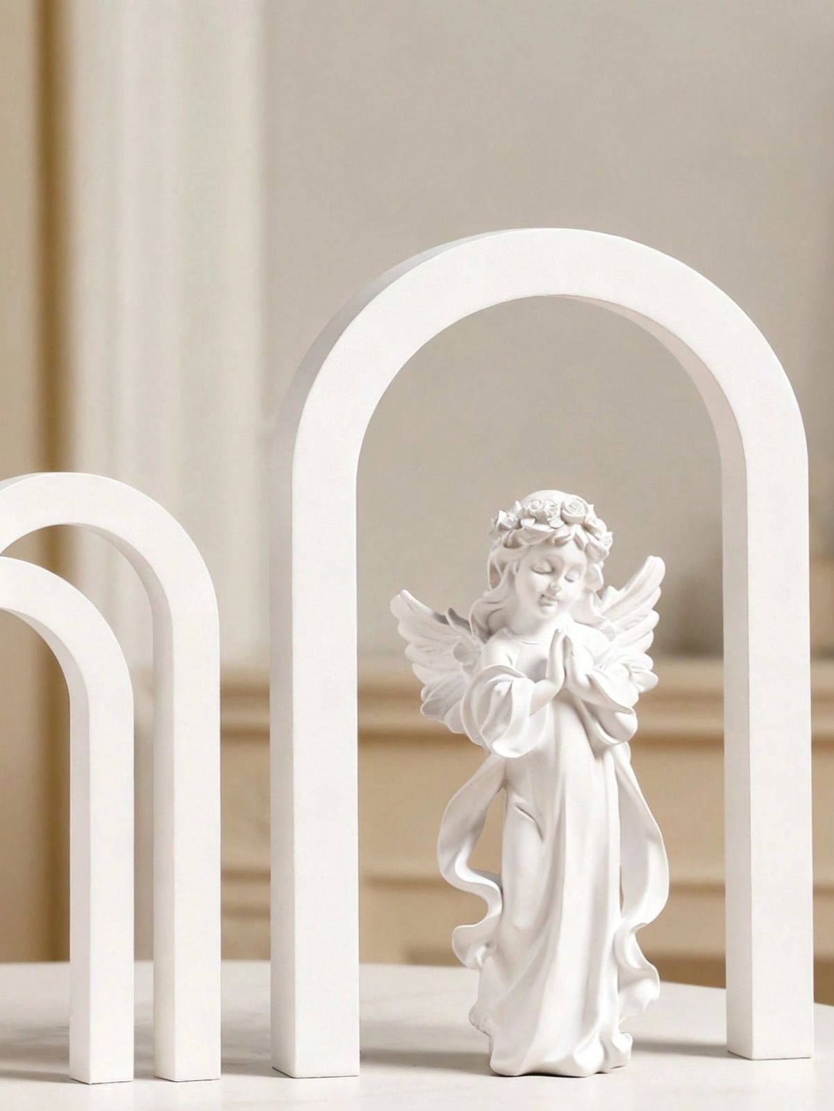 天使の像 レジン製 約52cm クリーム色 天使の像 レジン製 約52cm クリーム色