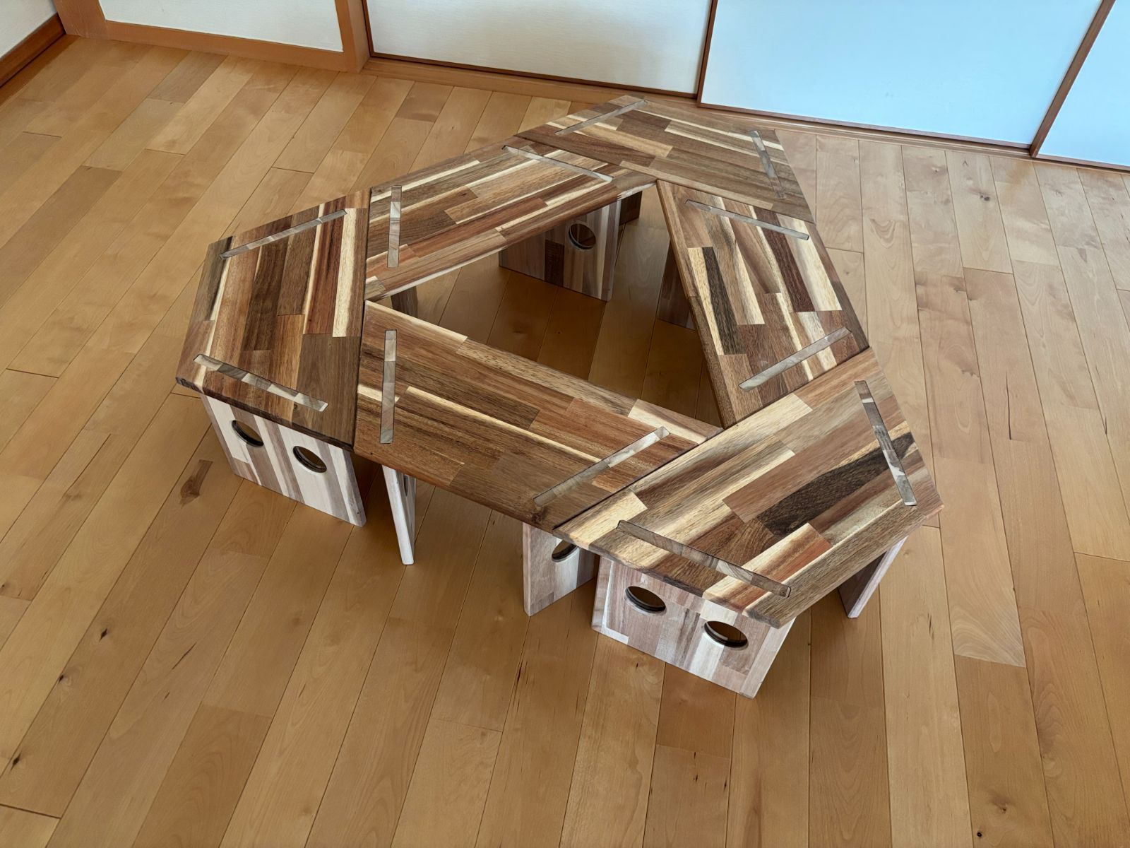 中サイズ ヘキサゴンテーブル 6個セット ヘキサテーブル 囲炉裏