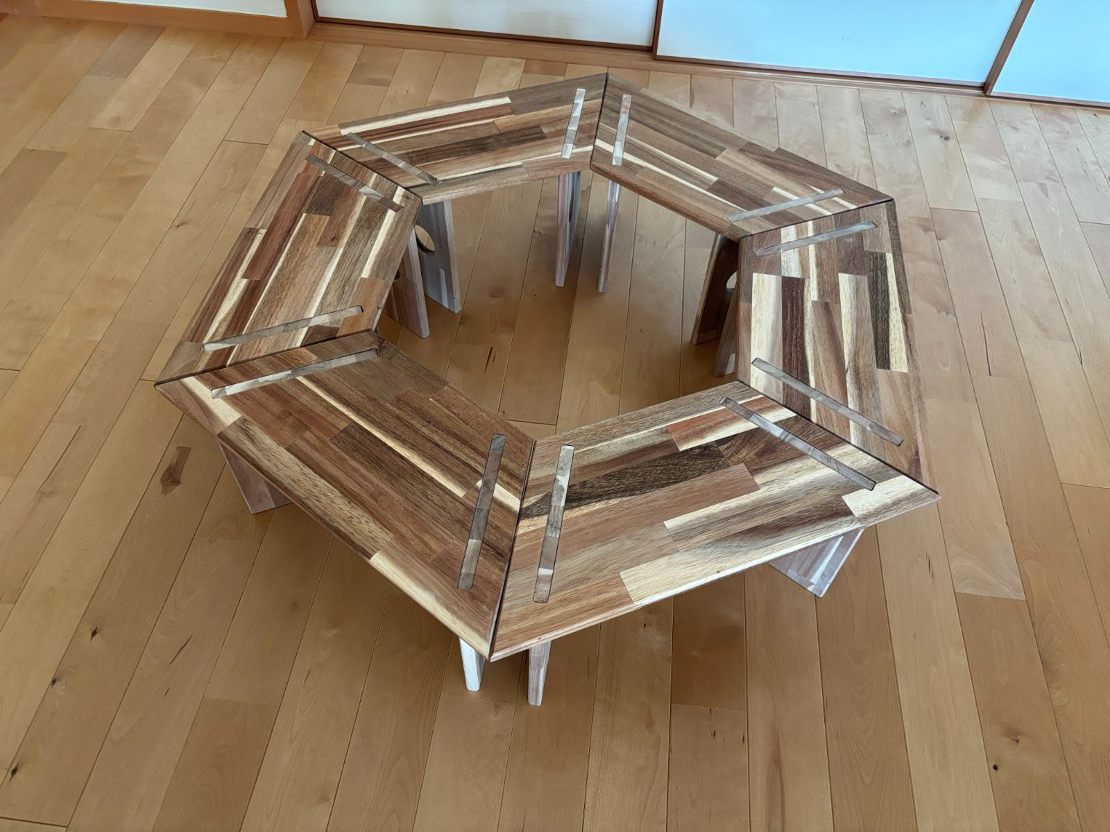 中サイズ ヘキサゴンテーブル ヘキサテーブル 囲炉裏テーブル 組み立て式 中サイズ ヘキサゴンテーブル 6個セット ヘキサテーブル 囲炉裏