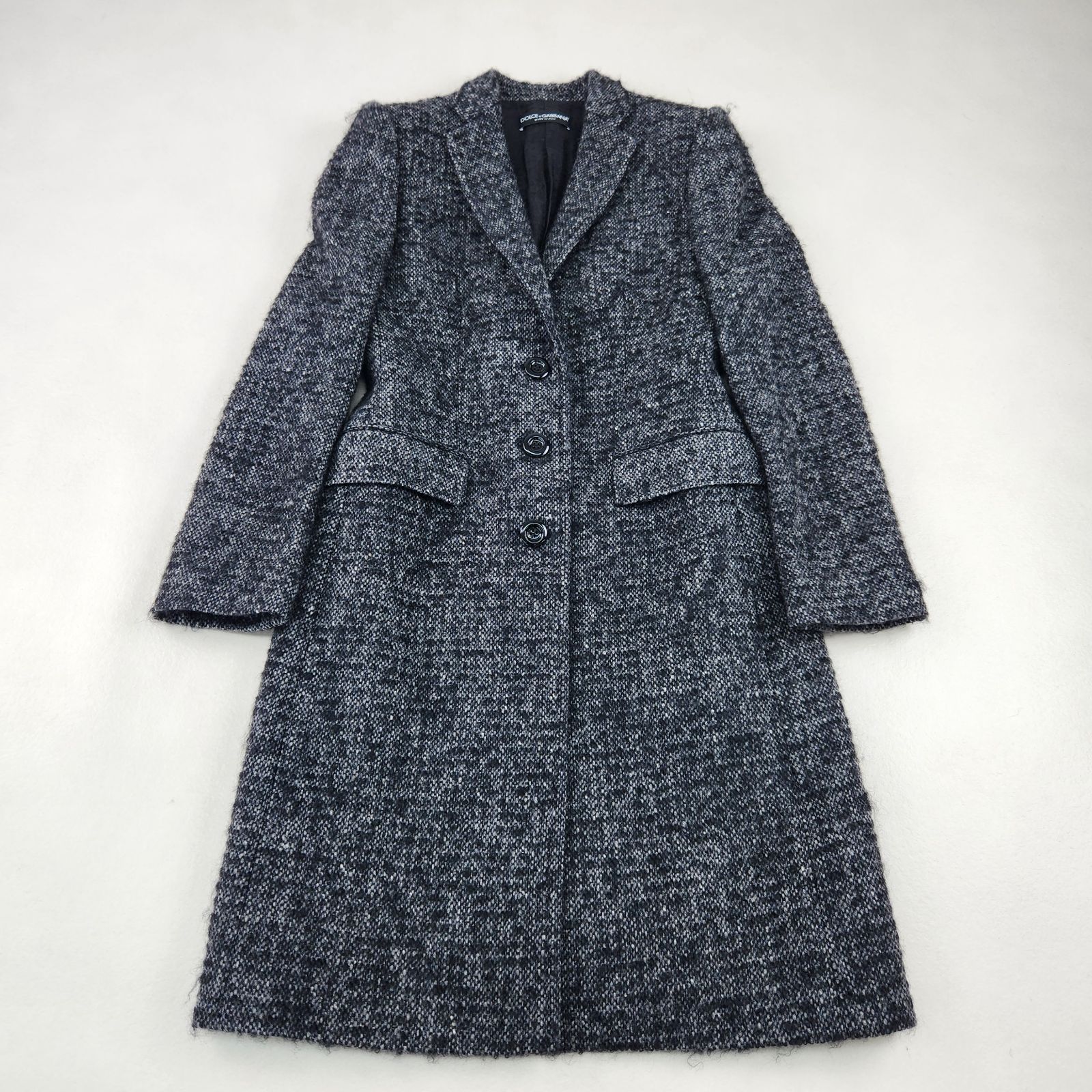 DOLCE&GABBANA チェスターコート ツイード 裏地総柄 ロング 40 L相当
